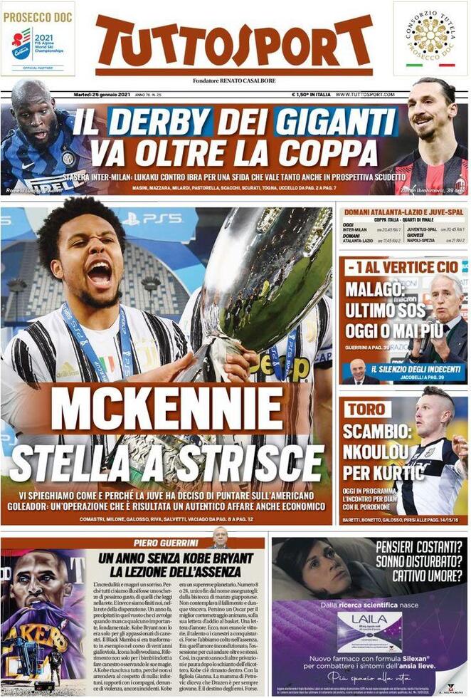 Rassegna stampa Juve: prime pagine quotidiani sportivi - 26 gennaio 2021 43 ts 7