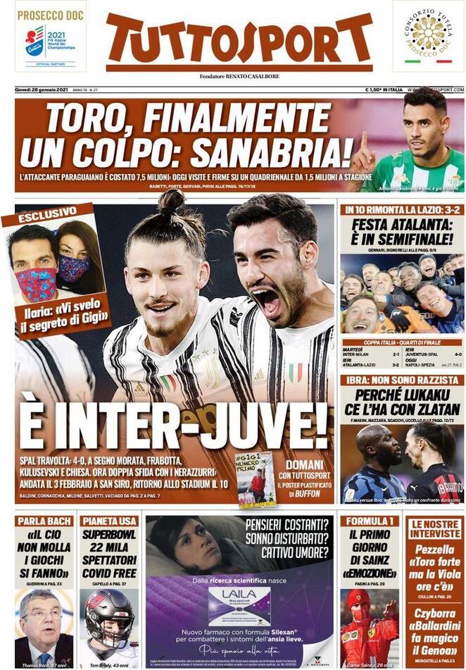 Rassegna stampa Juve: prime pagine quotidiani sportivi - 28 gennaio 2021 43 ts 8