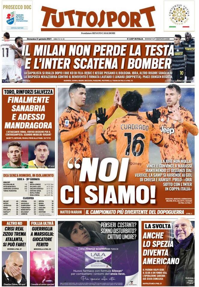 Rassegna stampa Juve: prime pagine quotidiani sportivi - 31 gennaio 2021 43 tuttosport 11