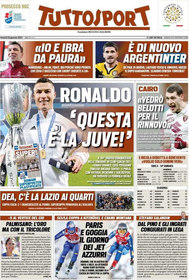 Rassegna stampa Juve: prime pagine quotidiani sportivi - 22 gennaio 2021 44 tuttosport 2021 01 22 600a0f5b517d7