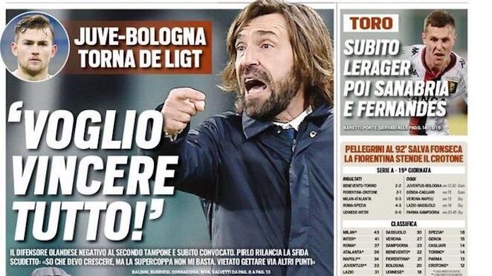 Rassegna stampa Juve: prime pagine quotidiani sportivi - 24 gennaio 2021 42 tuttosport 5