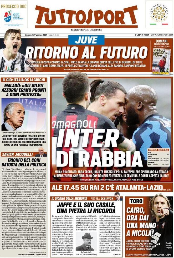 Rassegna stampa Juve: prime pagine quotidiani sportivi - 27 gennaio 2021 43 tuttosport 9