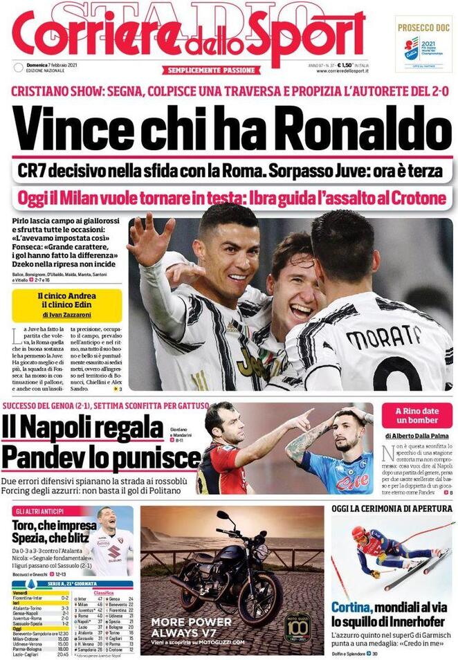 Rassegna stampa Juve: prime pagine quotidiani sportivi - 7 febbraio 2021 45 corriere 1