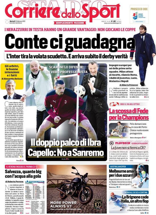 Rassegna stampa Juve: prime pagine quotidiani sportivi - 16 febbraio 2021 45 corriere 5