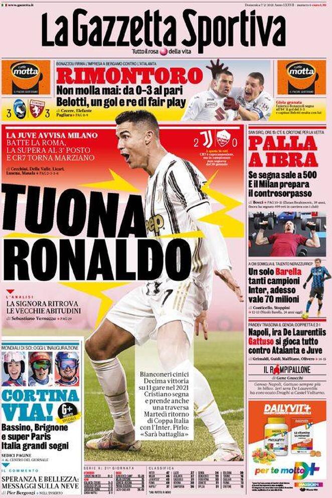 Rassegna stampa Juve: prime pagine quotidiani sportivi - 7 febbraio 2021 44 gazzetta 1