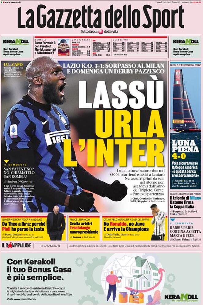 Rassegna stampa Juve: prime pagine quotidiani sportivi - 15 febbraio 2021 44 gazzetta 4