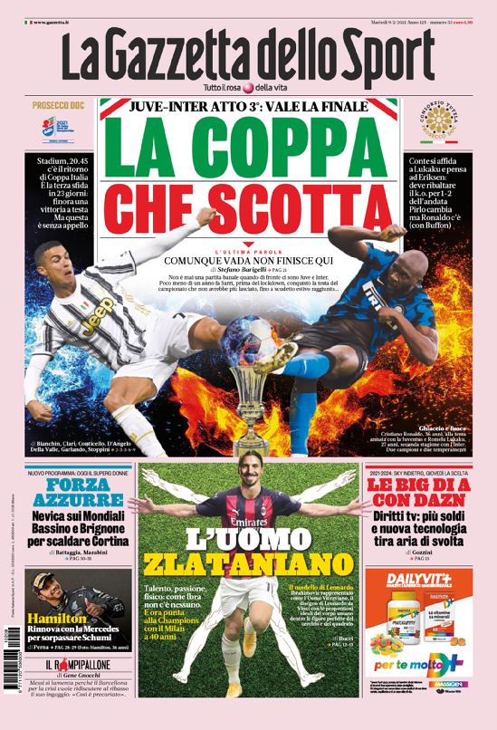 Rassegna stampa Juve: prime pagine quotidiani sportivi - 9 febbraio 2021 44 gds 1