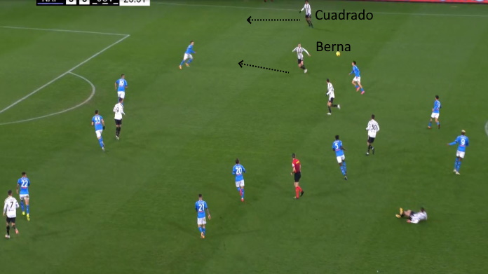 LAVAGNA TATTICA - La Juve è troppo lenta e prevedibile: Bentancur e Chiellini sono imprecisi 51 napoli juve cuadrado largo