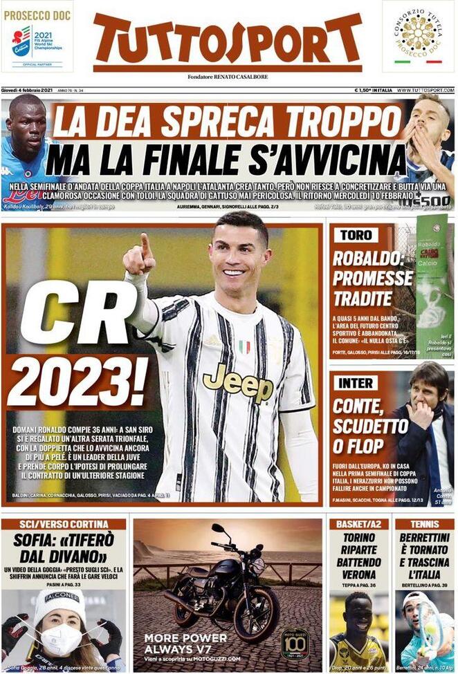Rassegna stampa Juve: prime pagine quotidiani sportivi - 4 febbraio 2021 43 ts