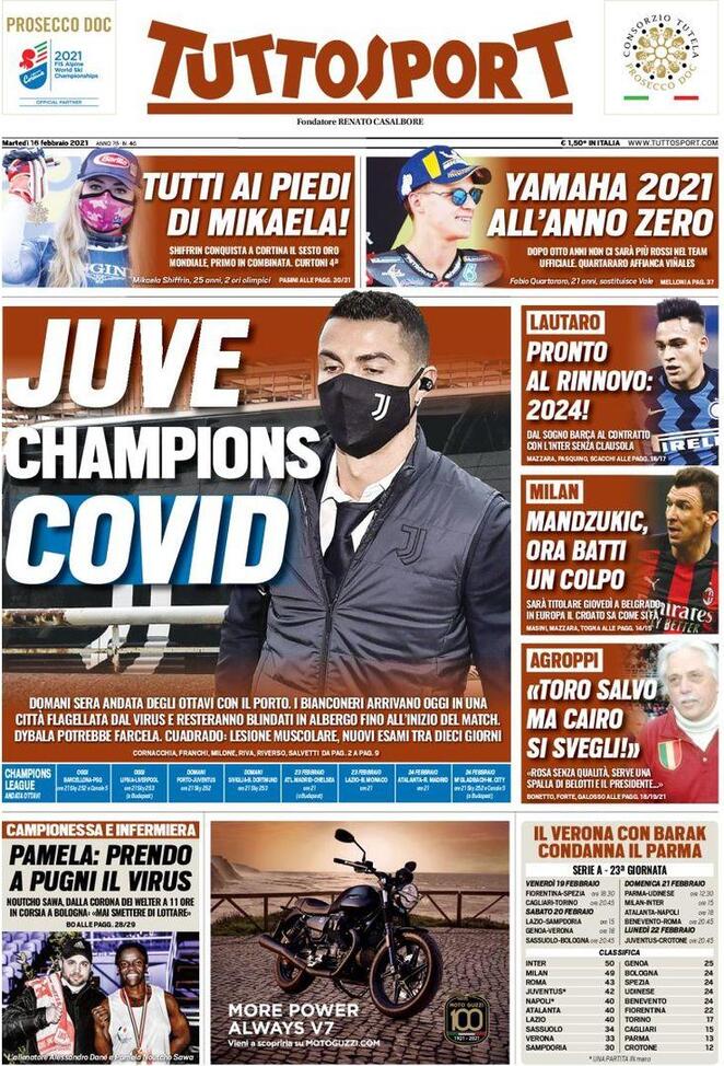 Rassegna stampa Juve: prime pagine quotidiani sportivi - 16 febbraio 2021 43 tuttosport 10