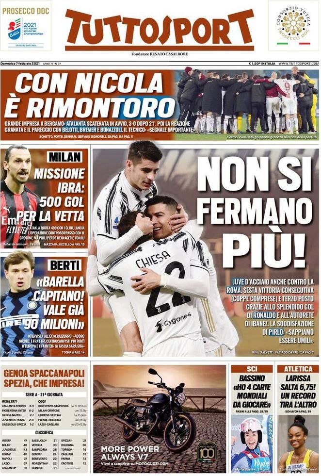 Rassegna stampa Juve: prime pagine quotidiani sportivi - 7 febbraio 2021 43 tuttosport 2