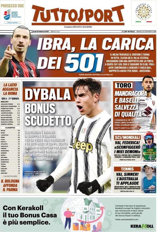 Rassegna stampa Juve: prime pagine quotidiani sportivi - 8 febbraio 2021 43 tuttosport 4