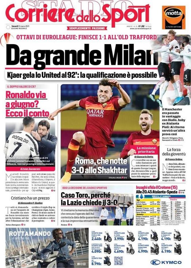 Rassegna stampa Juve: prime pagine quotidiani sportivi - 12 marzo 2021 45 corriere 3