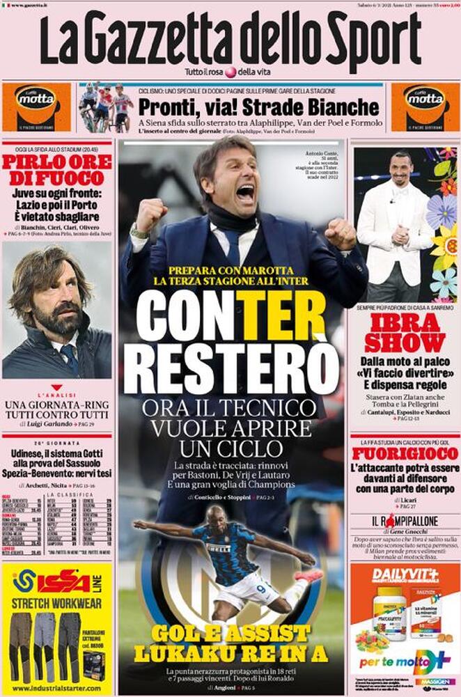 Rassegna stampa Juve: prime pagine quotidiani sportivi - 6 marzo 2021 44 gazzetta 1