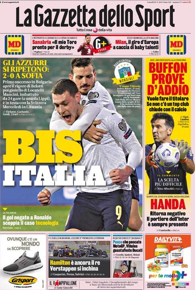 Rassegna stampa Juve: prime pagine quotidiani sportivi - 29 marzo 2021 44 gazzetta 9