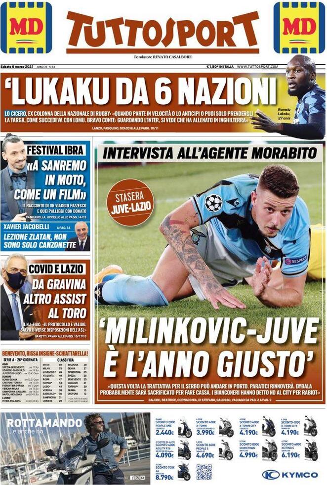 Rassegna stampa Juve: prime pagine quotidiani sportivi - 6 marzo 2021 43 tuttosport 2