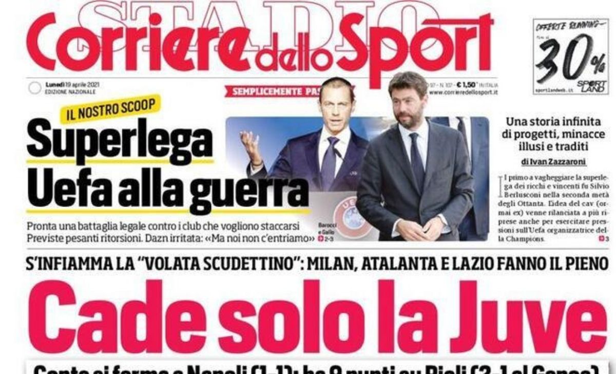 Rassegna stampa Juve: prime pagine quotidiani sportivi - 19 aprile 2021 42 CdS 19 04