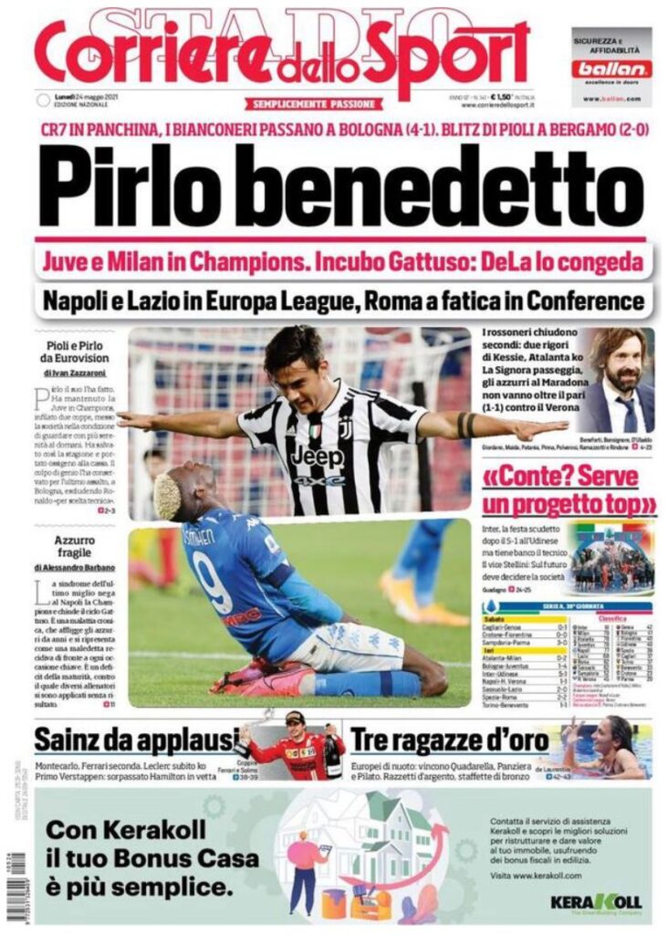 Rassegna stampa Juve: prime pagine quotidiani sportivi - 24 maggio 2021 45 corriere 1