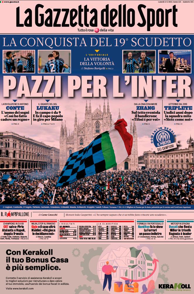 Rassegna stampa Juve: prime pagine quotidiani sportivi - 3 maggio 2021 44 gazzetta 1
