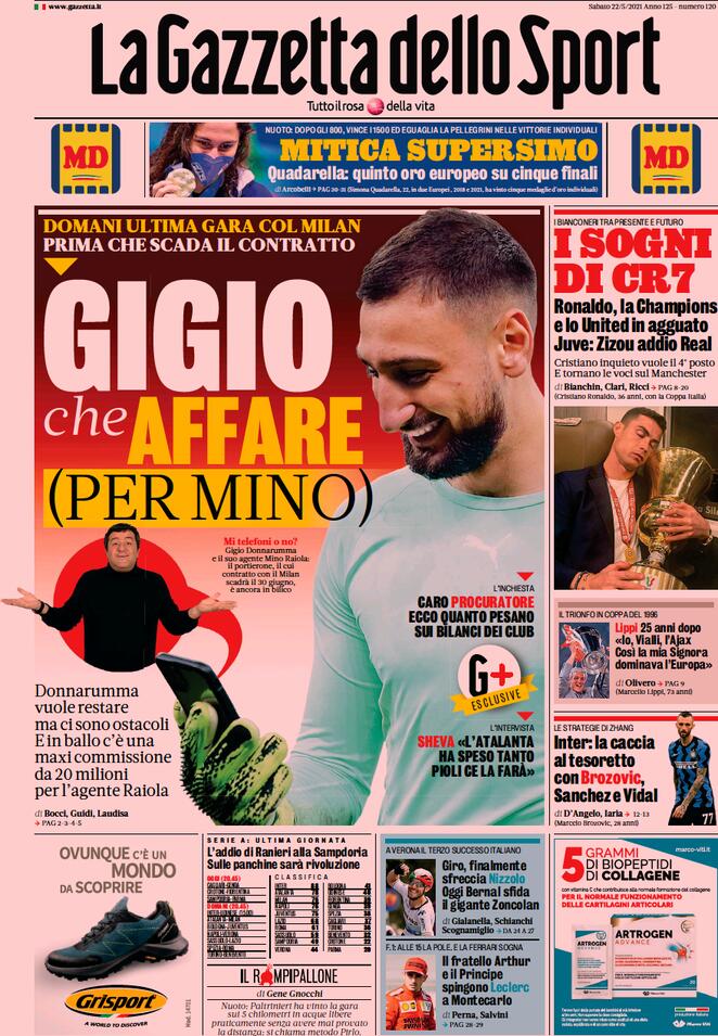 Rassegna stampa Juve: prime pagine quotidiani sportivi - 22 maggio 2021 44 gazzetta 9