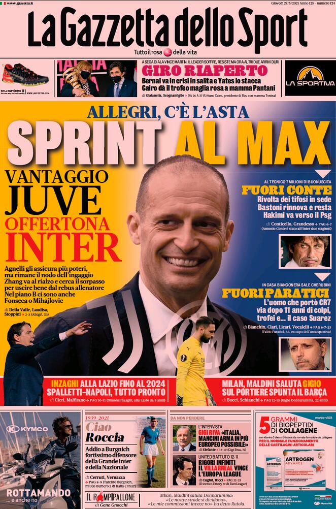 Rassegna stampa Juve: prime pagine quotidiani sportivi - 27 maggio 2021 45 gds 4