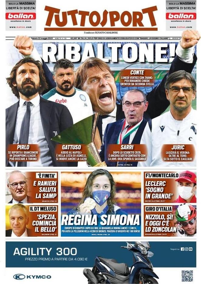 Rassegna stampa Juve: prime pagine quotidiani sportivi - 22 maggio 2021 43 tuttosport 10