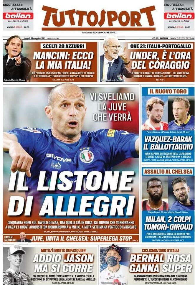 Rassegna stampa Juve: prime pagine quotidiani sportivi - 31 maggio 2021 43 tuttosport 12