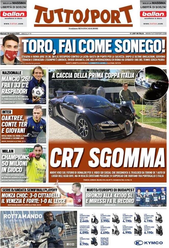 Rassegna stampa Juve: prime pagine quotidiani sportivi - 18 maggio 2021 43 tuttosport 9