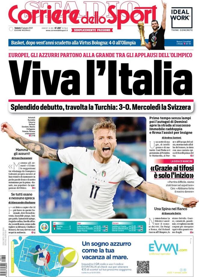 Rassegna stampa Juve: prime pagine quotidiani sportivi - 12 giugno 2021 45 corriere 3