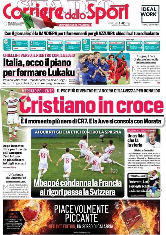 Rassegna stampa Juve: prime pagine quotidiani sportivi - 29 giugno 2021 45 corriere 4