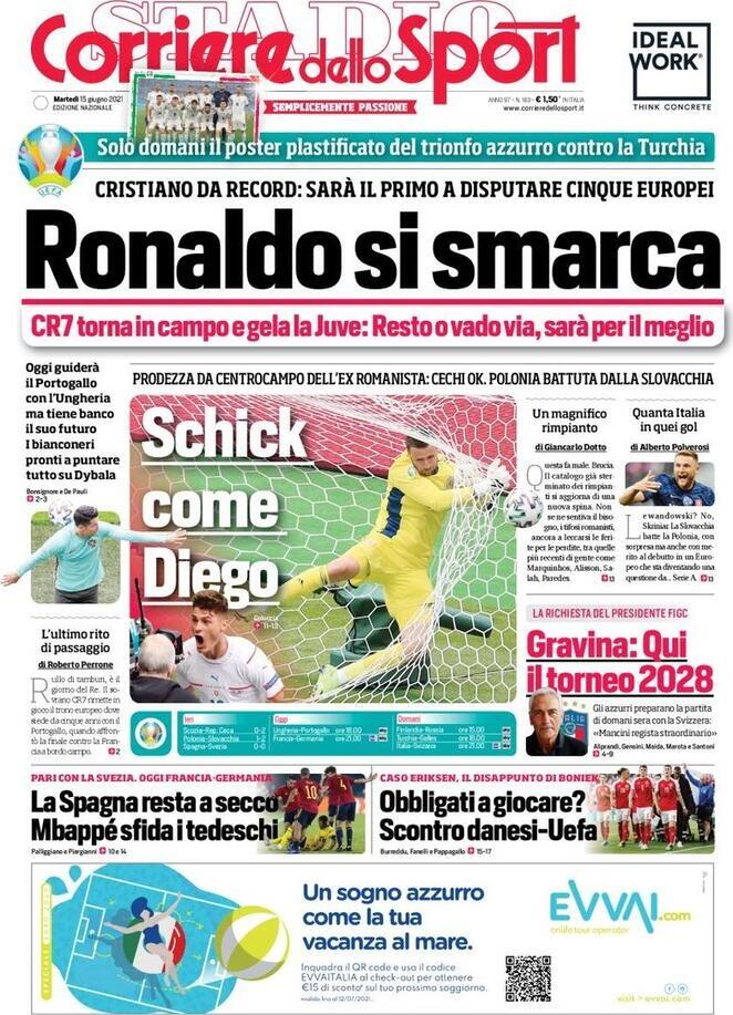 Rassegna stampa Juve: prime pagine quotidiani sportivi - 15 giugno 2021 45 corriere 5