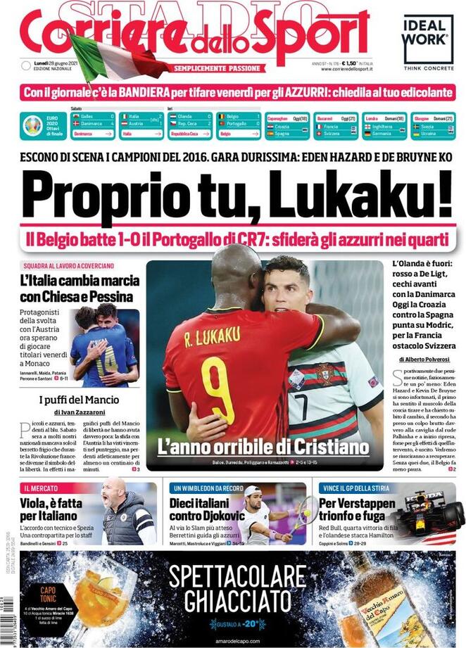 Rassegna stampa Juve: prime pagine quotidiani sportivi - 28 giugno 2021 45 corriere 7