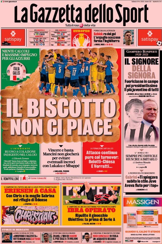 Rassegna stampa Juve: prime pagine quotidiani sportivi - 19 giugno 2021 44 gazzetta 1