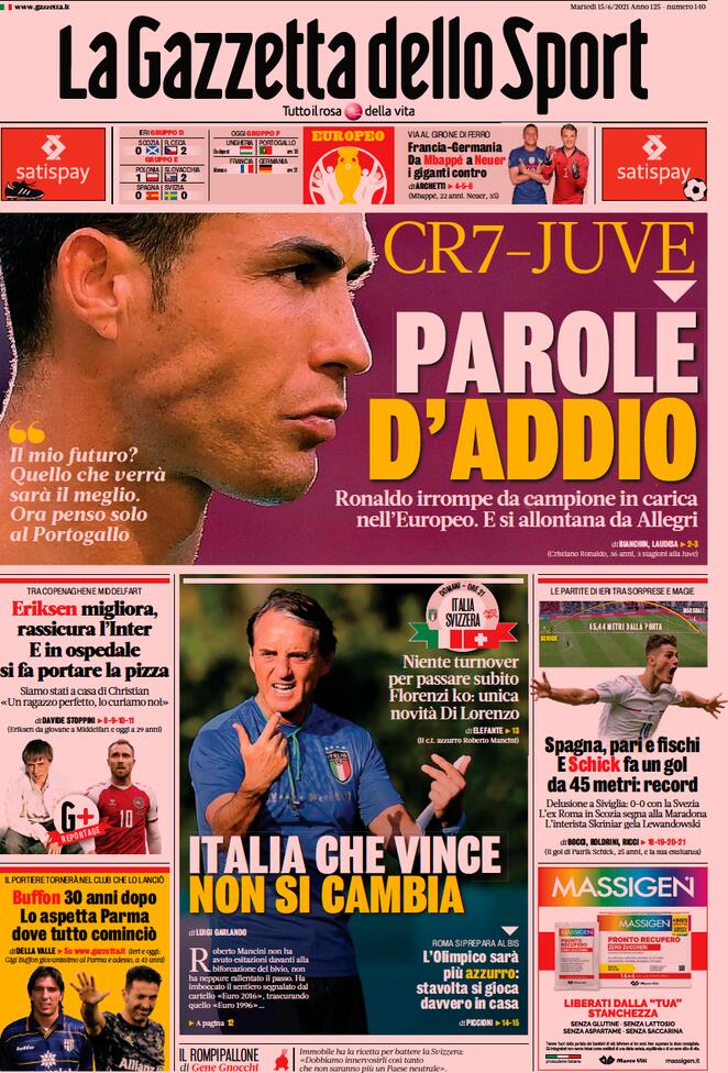 Rassegna stampa Juve: prime pagine quotidiani sportivi - 15 giugno 2021 44 gazzetta 4