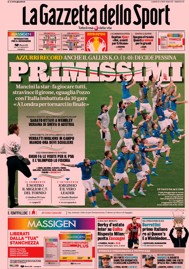 Rassegna stampa Juve: prime pagine quotidiani sportivi - 21 giugno 2021 44 gazzetta 6