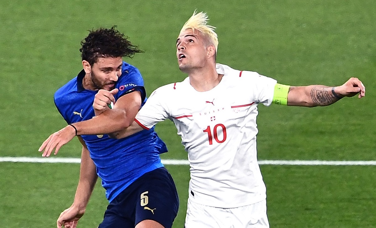 Dzemaili sfida l'Italia: «Spero nella rivincita con la Svizzera in semifinale» 36 locatelli xhaka italia svizzera