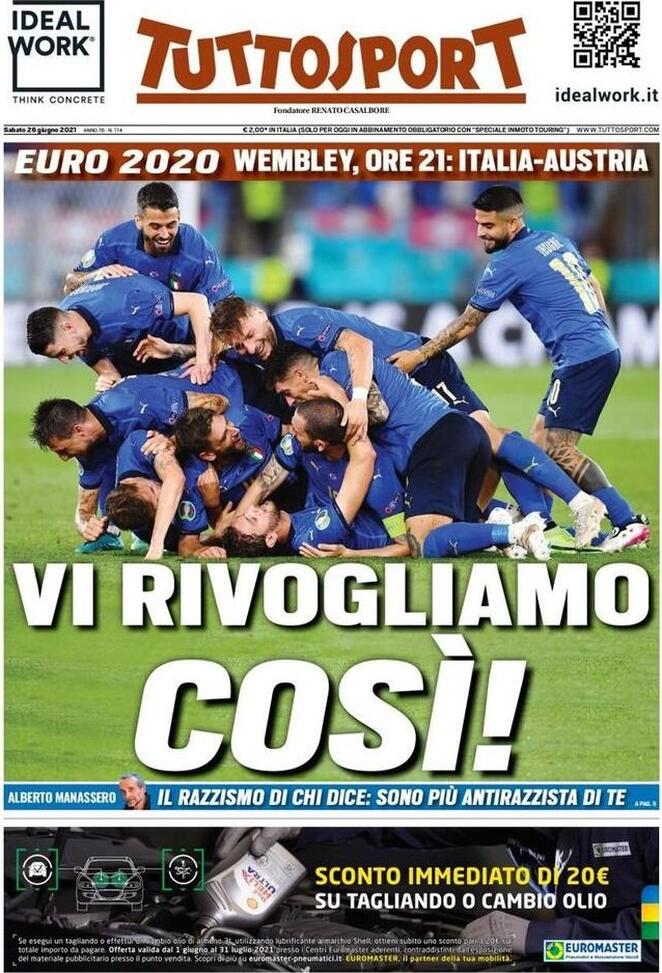 Rassegna stampa Juve: prime pagine quotidiani sportivi - 26 giugno 2021 43 tuttosport 16