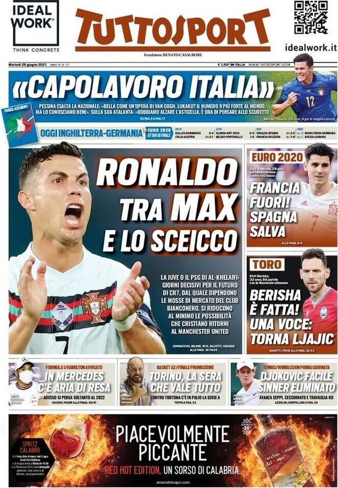 Rassegna stampa Juve: prime pagine quotidiani sportivi - 29 giugno 2021 43 tuttosport 17
