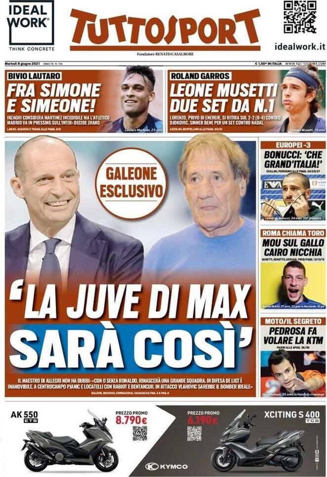 Rassegna stampa Juve: prime pagine quotidiani sportivi - 8 giugno 2021 43 tuttosport 3