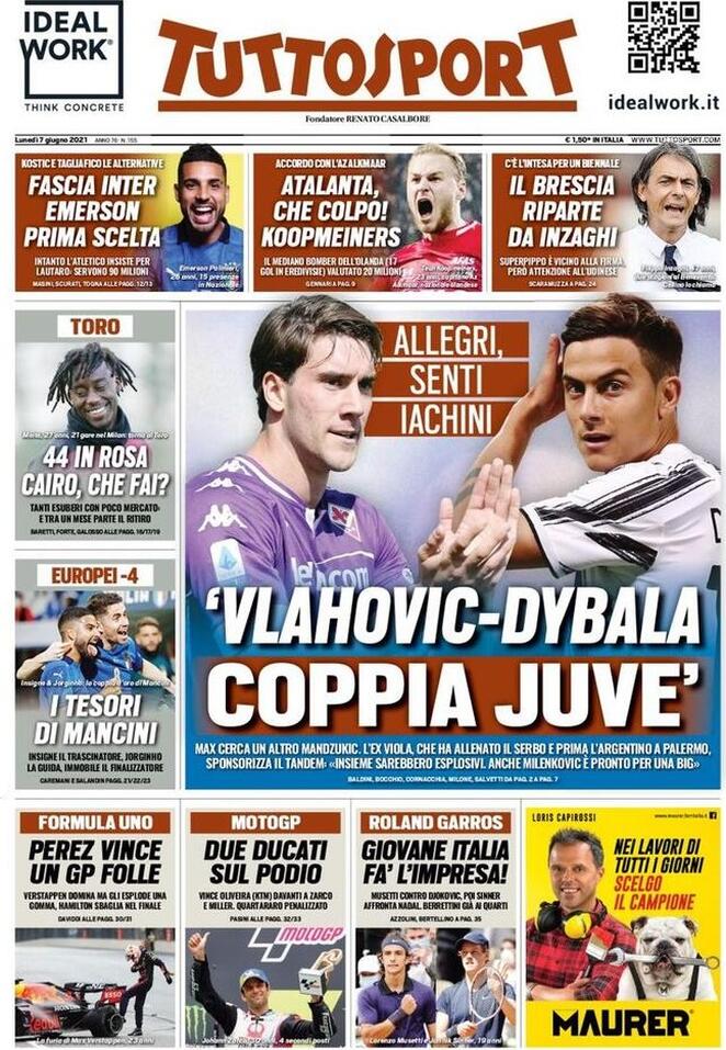 Rassegna stampa Juve: prime pagine quotidiani sportivi - 7 giugno 2021 43 tuttosport 3
