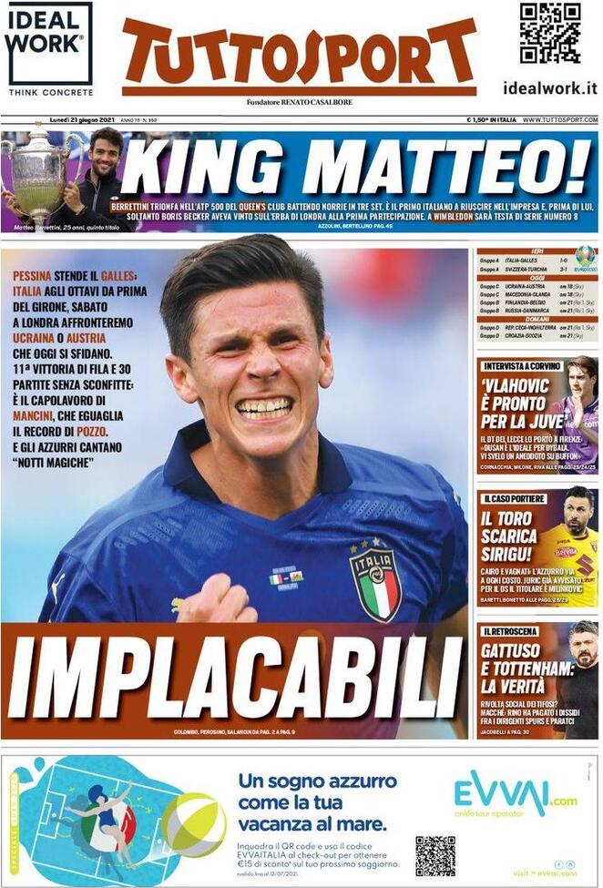 Rassegna stampa Juve: prime pagine quotidiani sportivi - 21 giugno 2021 43 tuttosport 7