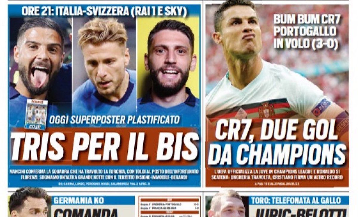 Rassegna stampa Juve: prime pagine quotidiani sportivi - 16 giugno 2021 42 tuttosport 9