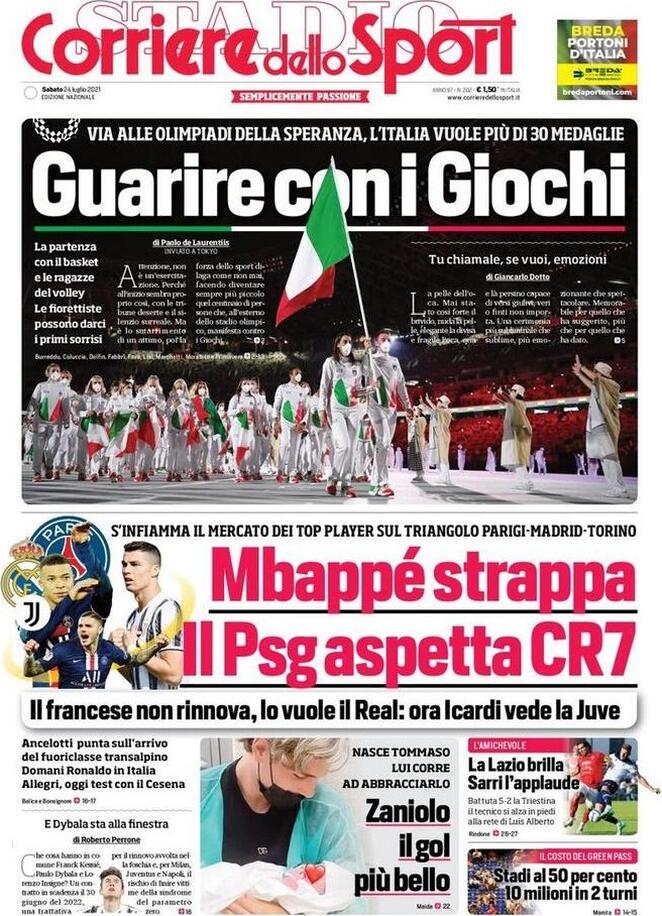 Rassegna stampa Juve: prime pagine quotidiani sportivi - 24 luglio 2021 45 corriere 5