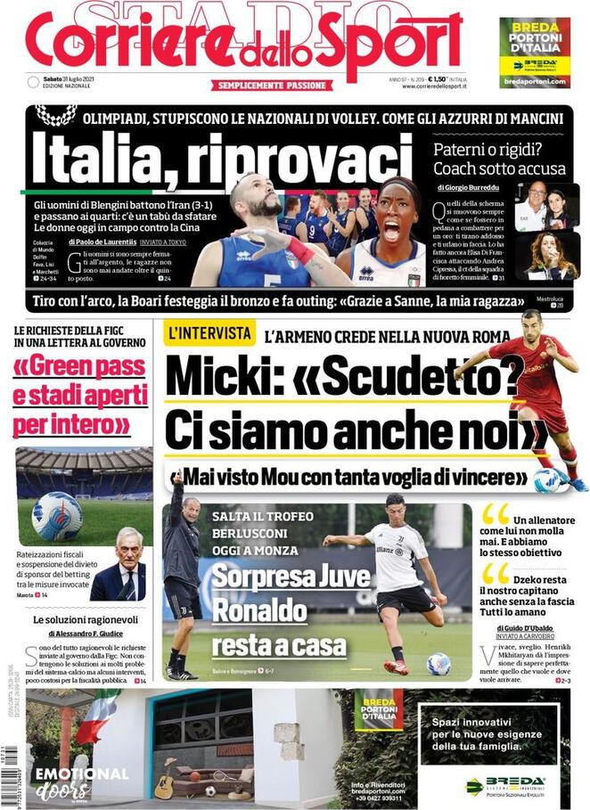 Rassegna stampa Juve: prime pagine quotidiani sportivi - 31 luglio 2021 45 corriere dello sport 2021 07 31 610476ed09711