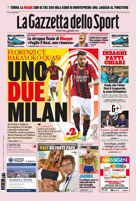 Rassegna stampa Juve: prime pagine quotidiani sportivi - 19 agosto 2021 43