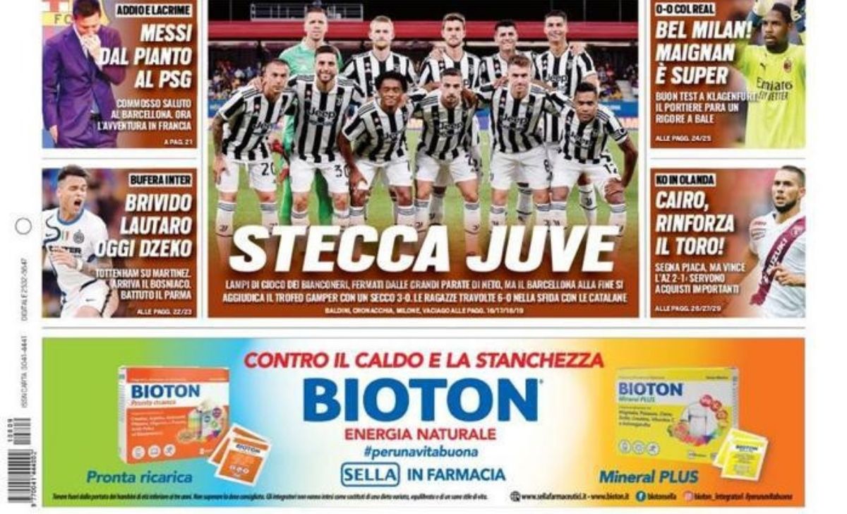 Rassegna stampa Juve: prime pagine quotidiani sportivi - 9 agosto 2021 42 Progetto senza titolo 2021 08 09T072710.891
