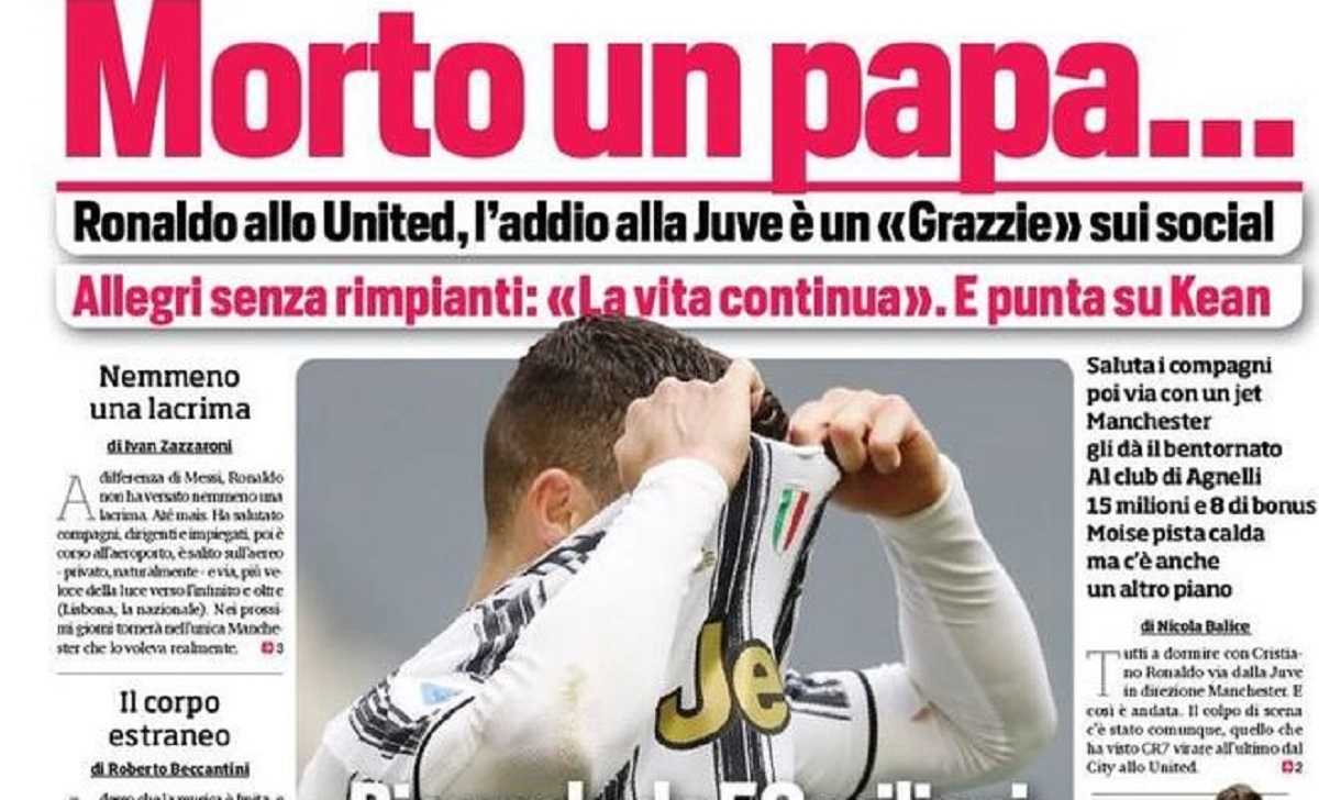 Rassegna stampa Juve: prime pagine quotidiani sportivi - 28 agosto 2021 42 corriere 2