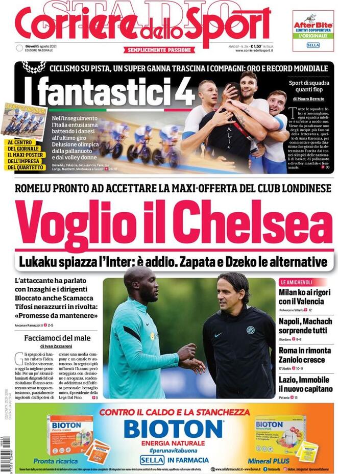 Rassegna stampa Juve: prime pagine quotidiani sportivi - 5 agosto 2021 44 corriere dello sport 2021 08 05 610b109c73fd1