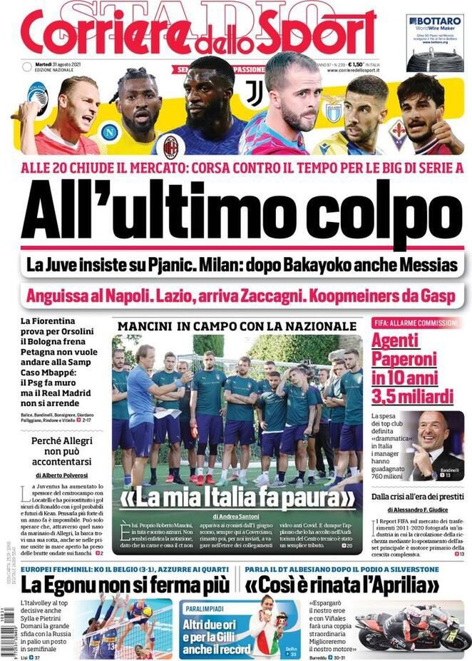Rassegna stampa Juve: prime pagine quotidiani sportivi - 31 agosto 2021 45 corriere