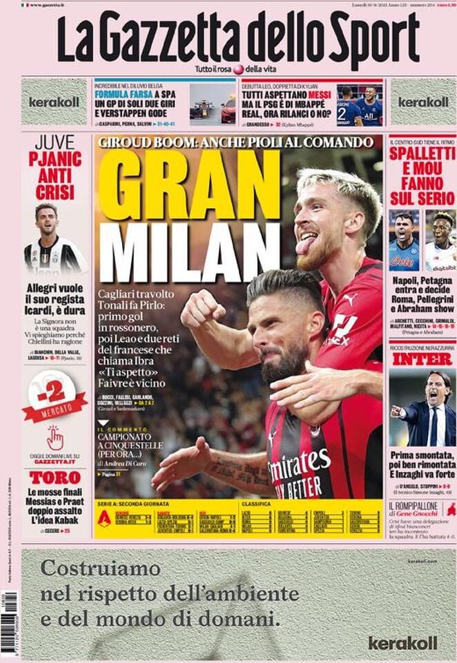 Rassegna stampa Juve: prime pagine quotidiani sportivi - 30 agosto 2021 44 gazzetta